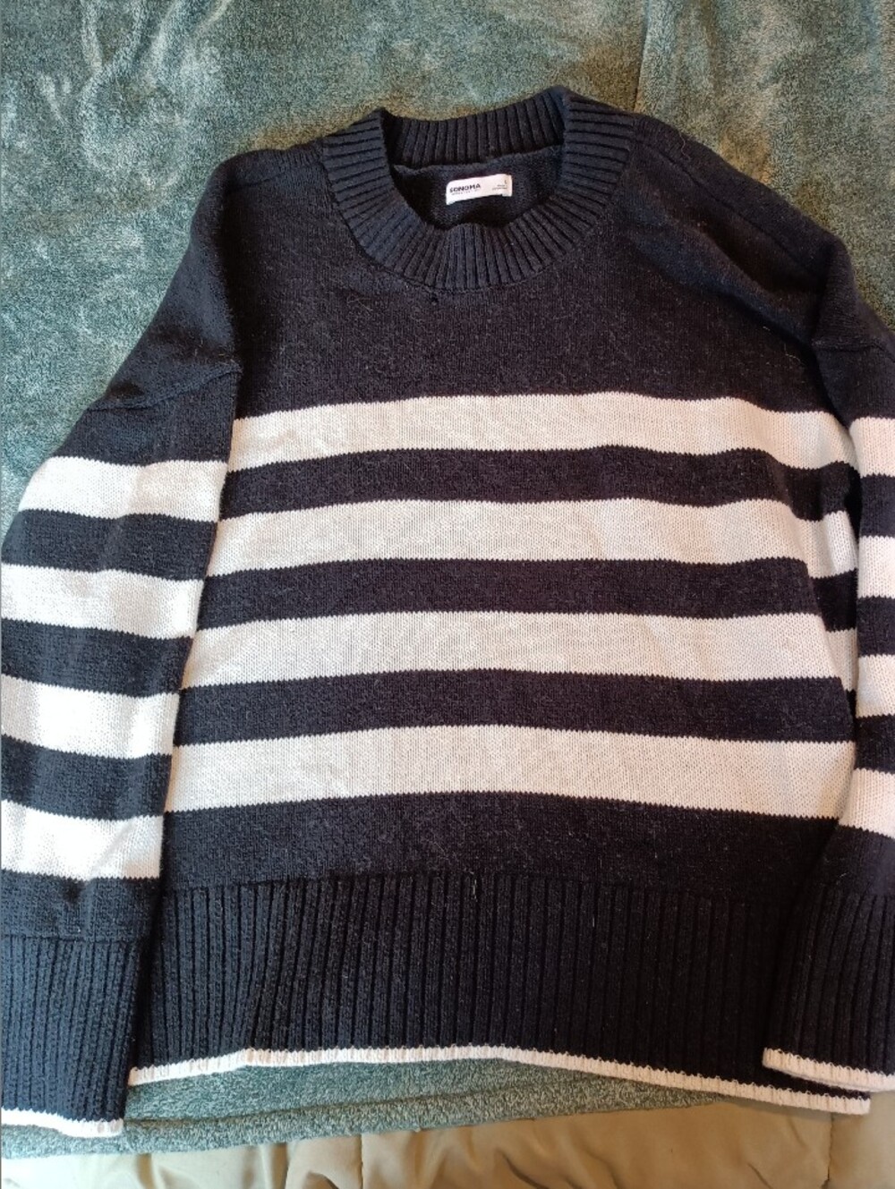 Sonoma Black Ribbed Crewneck Sweater